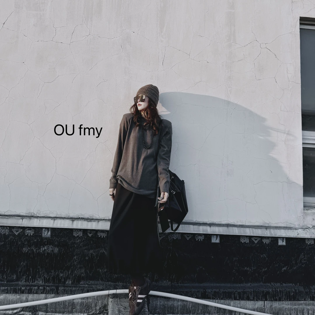 FY710【牙签条】柔软舒适加绒打底复古宽松休闲百搭韩版T恤