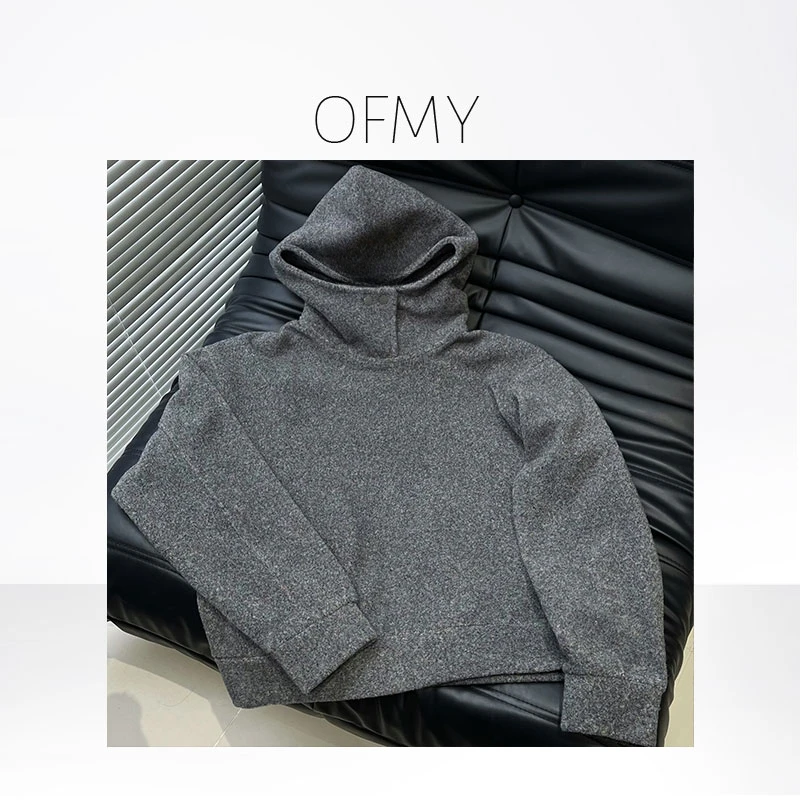 FY3062 戴帽卫衣长袖网红休闲秋冬时尚宽松复古百搭纯色连帽保暖