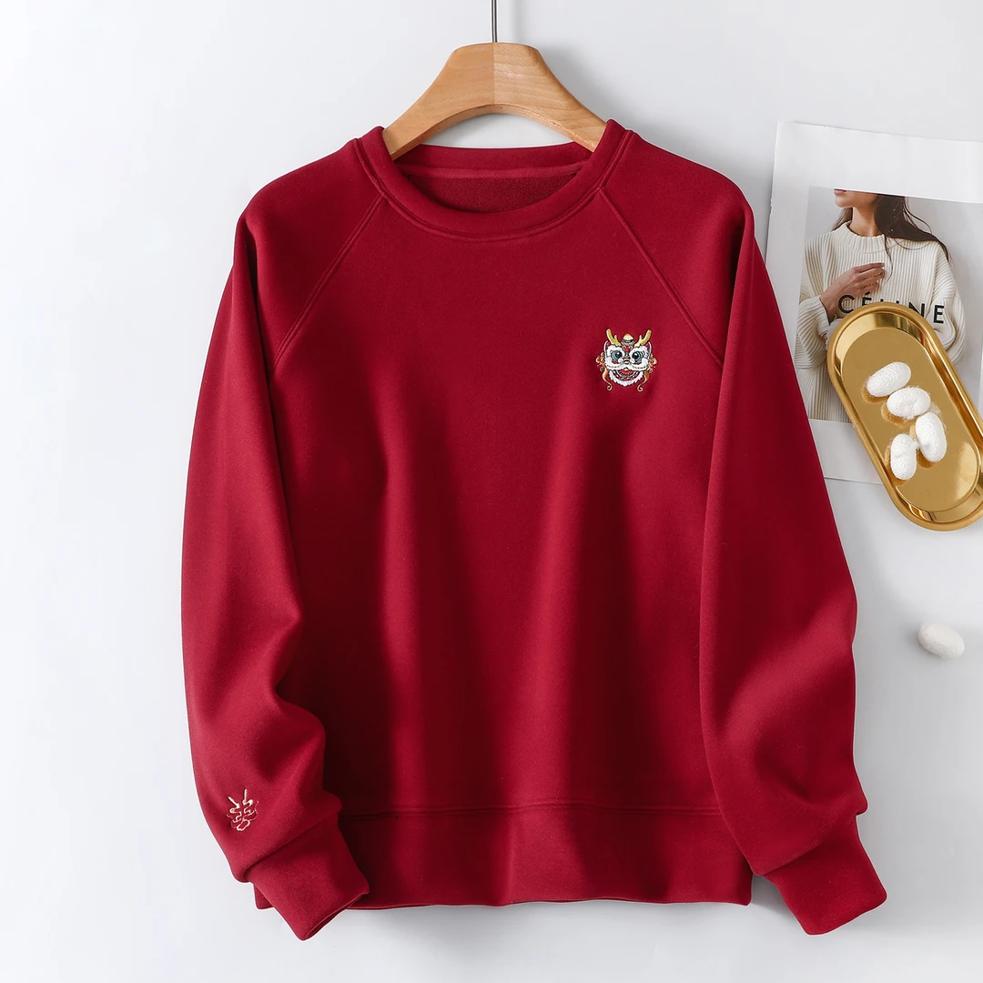 【四姐老板娘】醒狮国风元素依凡芙设计师款秋冬加厚女款卫衣AW058A