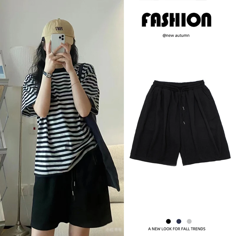 100%纯棉工装短裤女夏季宽松五分裤休闲百搭梨型身材显瘦阔腿中裤