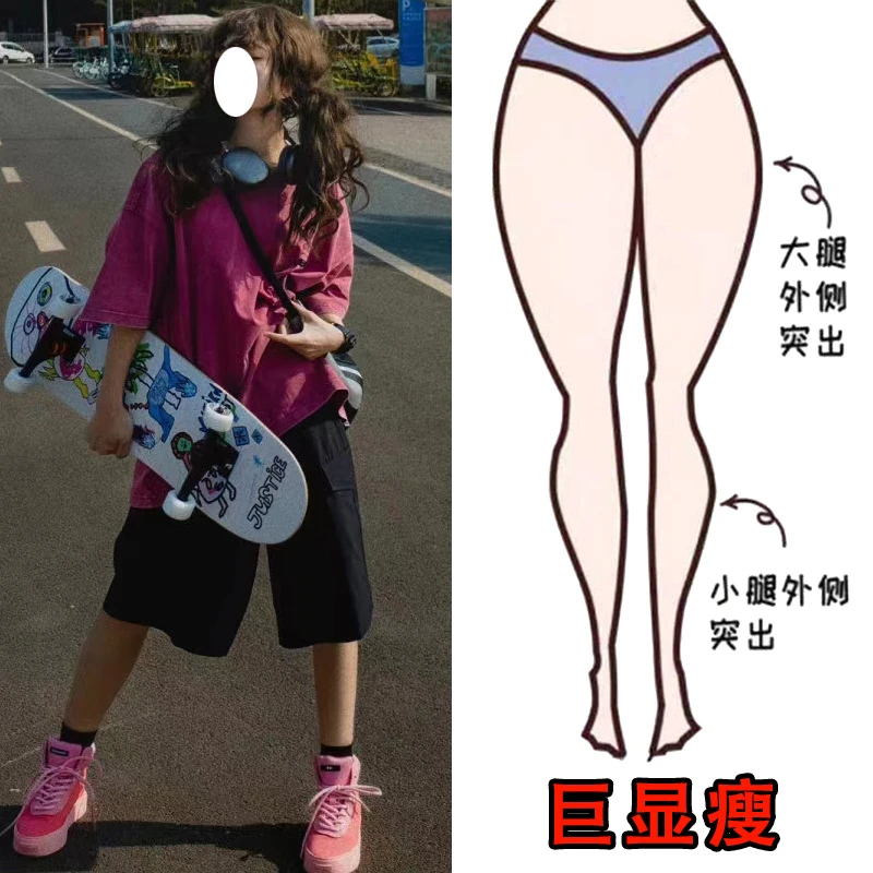 高腰短裤女学生夏季宽松显瘦直筒休闲过膝中裤港味运动外穿五分裤