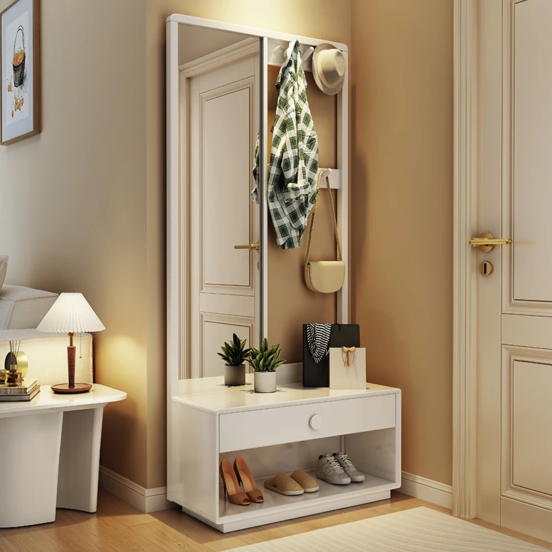 落地家用实木玄关衣帽架挂衣架鞋架客厅落地家用简约玄关衣帽架