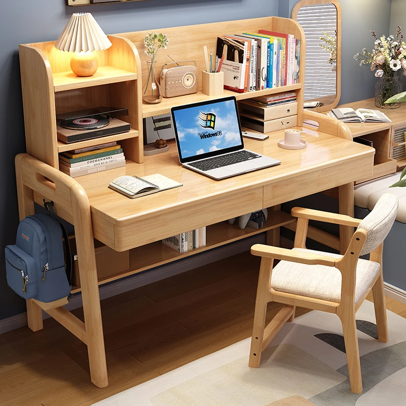 书桌家用简约男女孩桌椅简易北欧书房升降中书架学生小初高中桌椅