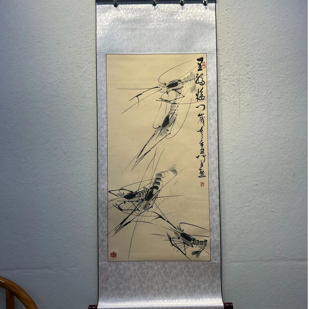 国画《五福临门》右 何江熊绘画作品 三尺轴 装裱