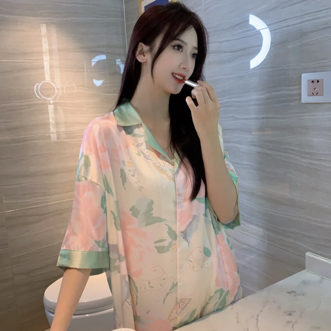 【丽月清词】冰雪丝清新渲染花朵睡裙