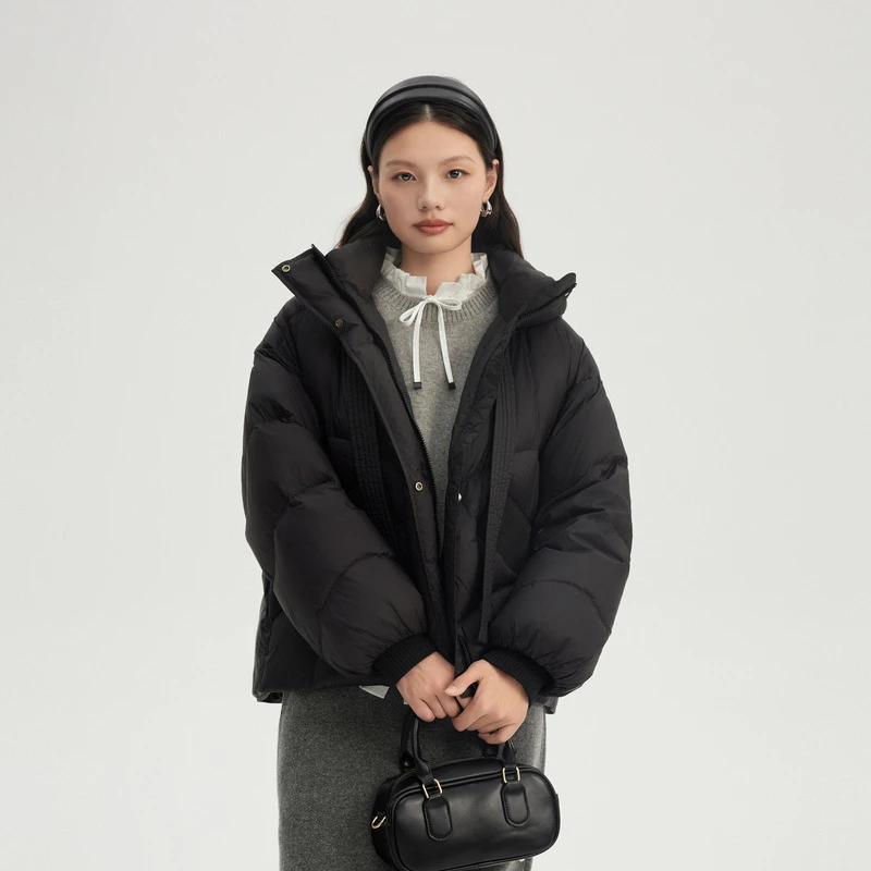 艾莱依南瓜帽蓬松短款羽绒服冬季24新款时尚休闲连帽保暖外套4060