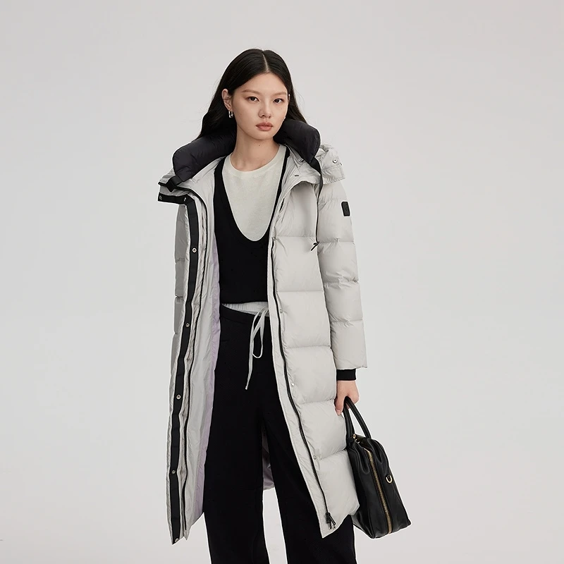 艾莱依可脱卸U型枕长款鹅绒羽绒服2024冬季新款保暖加厚外套1285