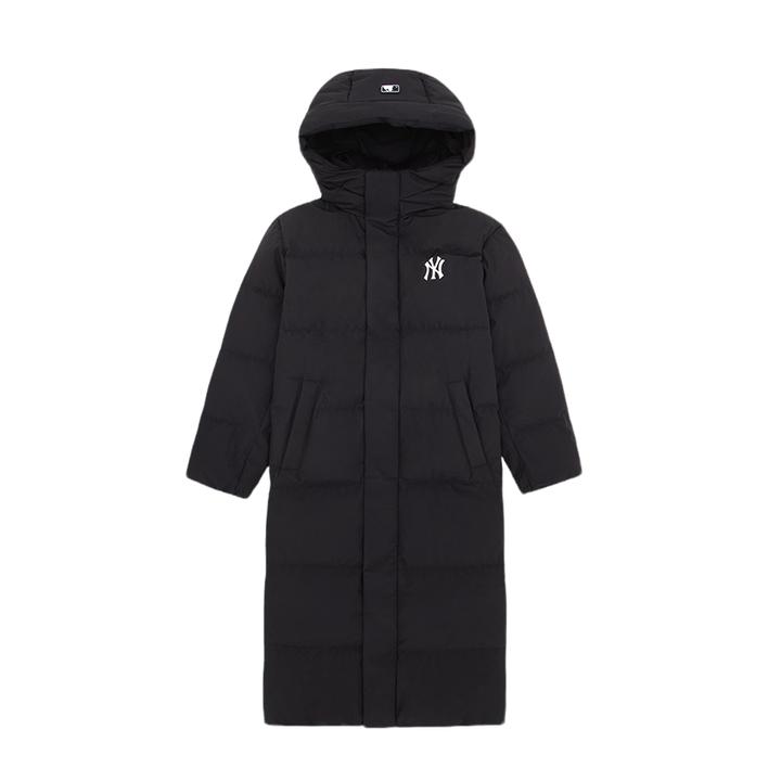 MLB官方 情侣学院风纯色长款鹅绒连帽防水羽绒服24秋冬新品DJB21