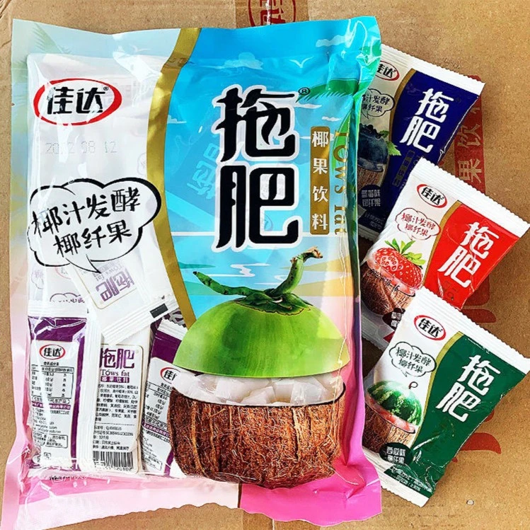 佳达拖肥怀旧小零食椰果肉果冻饮料爽滑拖肥混合口味小时候散装