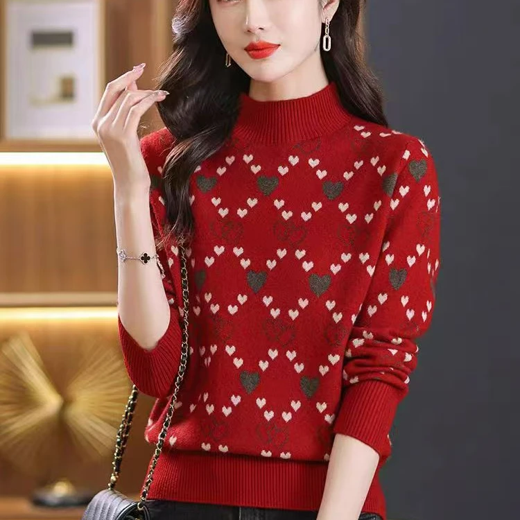 冬季女士毛衣打底衫针织衫桃心3