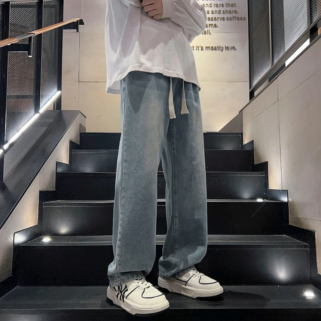 牛仔裤男款美式高街男生裤子潮牌痞帅秋季薄款男士复古休闲直筒裤