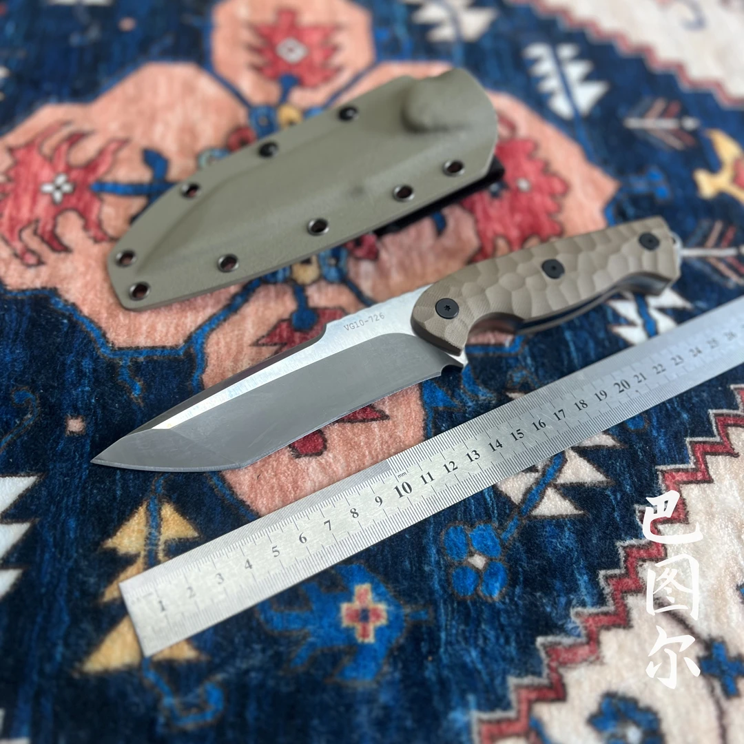 新疆包邮【空军一号】进口VG-10钢超厚户外露营小刀高硬度吃肉小刀