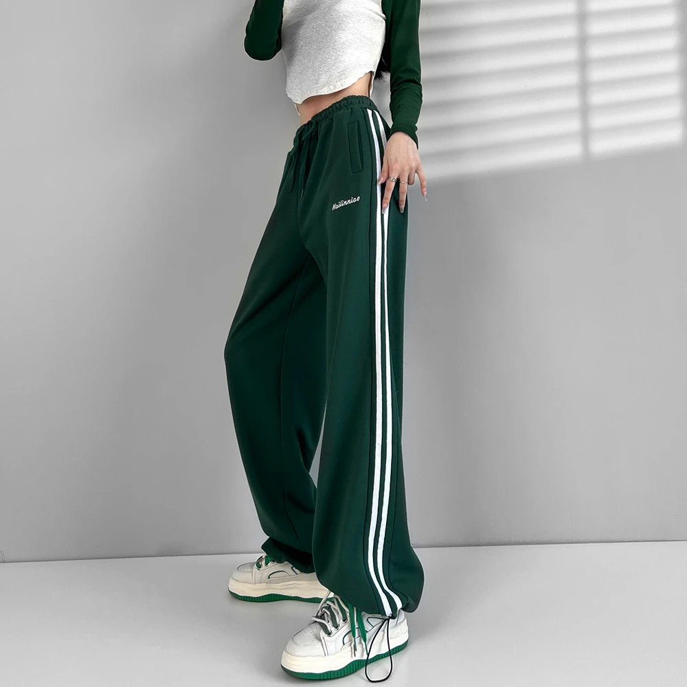 《侧条百搭》欧美风两穿抽绳运动裤女2023春季宽松卫裤束脚休闲裤