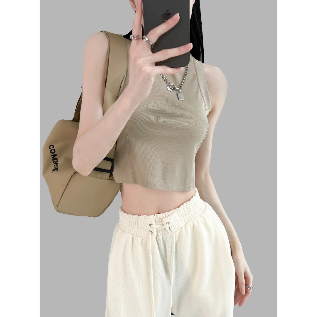 动感少女《辣妹设计感》无袖运动背心夏内搭打底显瘦小众吊带上衣