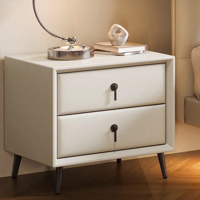 皇器床头柜简约现代轻奢高级感智能柜卧室床边实木储物柜家居柜子