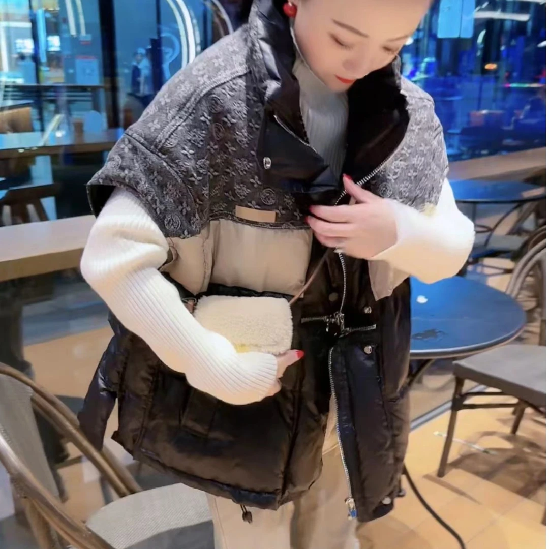 清货牛仔拼接马甲羽绒服衣冬108955时尚潮流宽松百搭显瘦