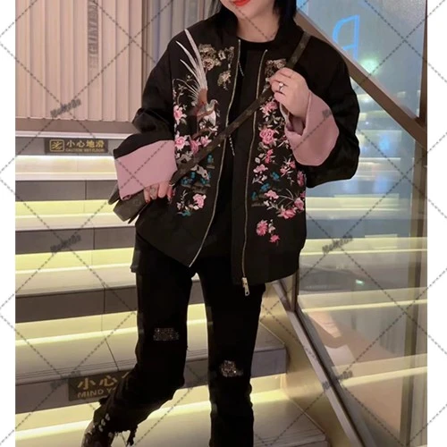 清货  国潮元素刺绣花鸟短外套春秋915823时尚潮流宽松百搭显瘦