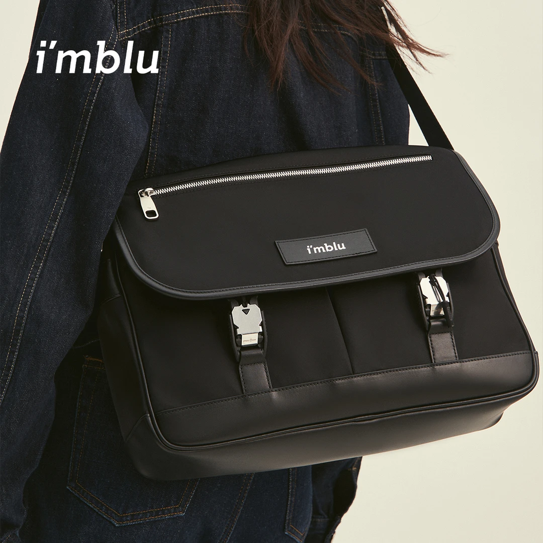 imblu邮差包尼龙防水男款复古包包小众斜挎美式大容量通勤电脑包
