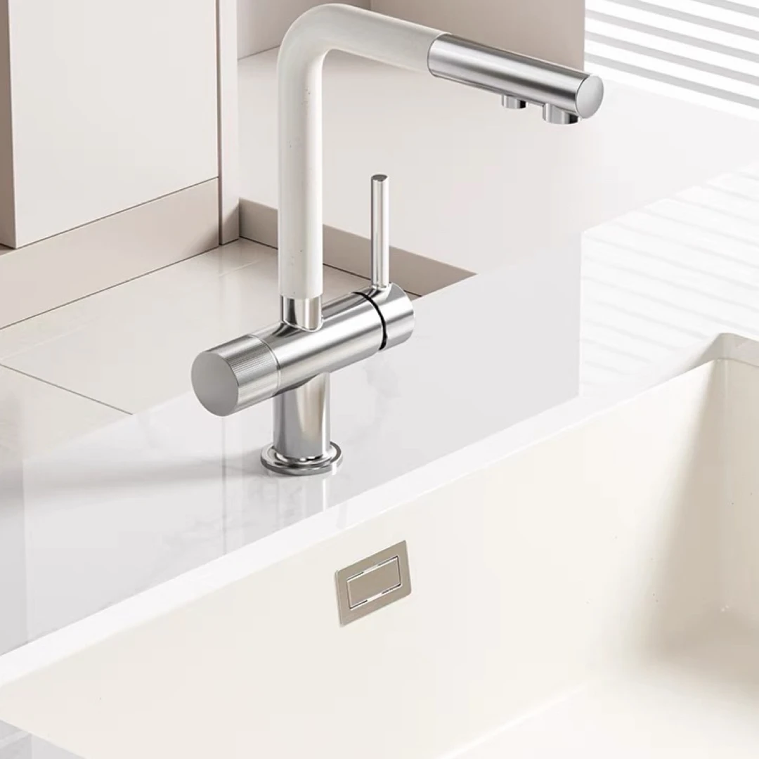 【慕梵卫浴】大牌同款冷水热水净水三合一抽拉清洗全铜厨房水龙头