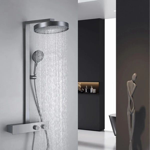 【慕梵卫浴】新品舒浴冷热旋钮式淋浴花洒大置物台家用花洒套装