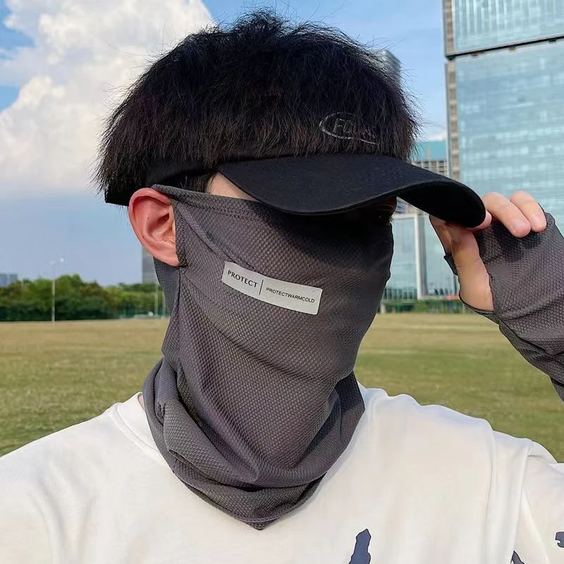 透气薄防晒面罩男夏季户外骑车遮脸速干防紫外线挂耳面部防风面纱