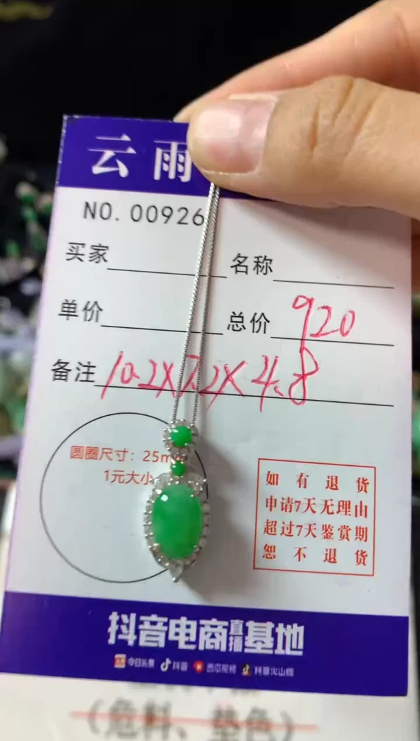 【闪购商品】翡翠颈饰银S925镶嵌翡翠