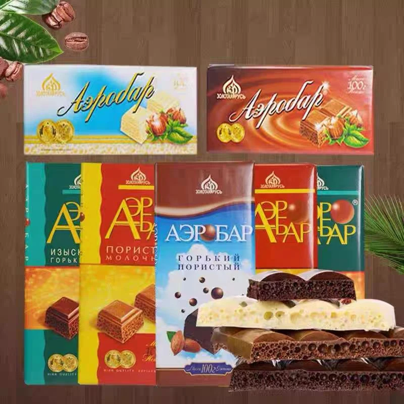 大咖俄罗斯进口AEROBAR牌气泡甜巧  牛奶/黑/白巧克力100g