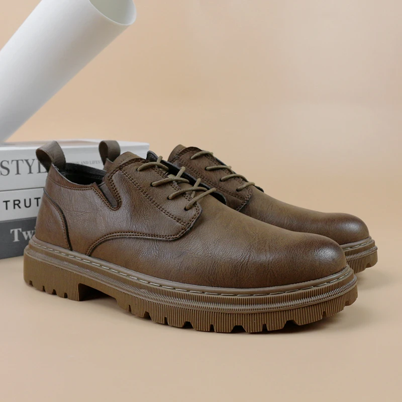 D295（运动码）男鞋 春秋英伦风低帮系带舒适休闲皮鞋1仓