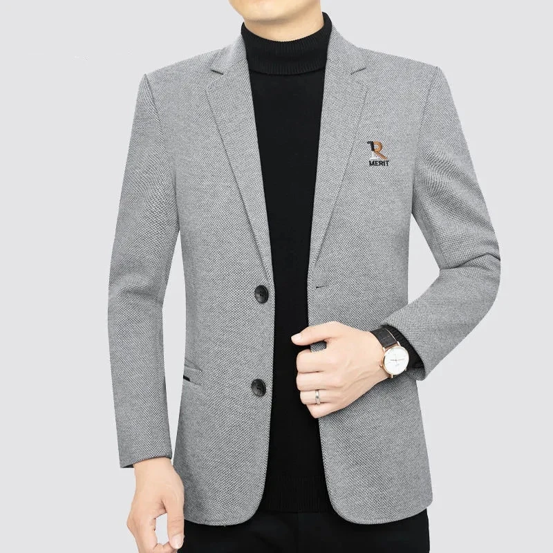 B春秋季男士修身西装商务休闲中青年厚款西服韩版秋冬小西装DAM