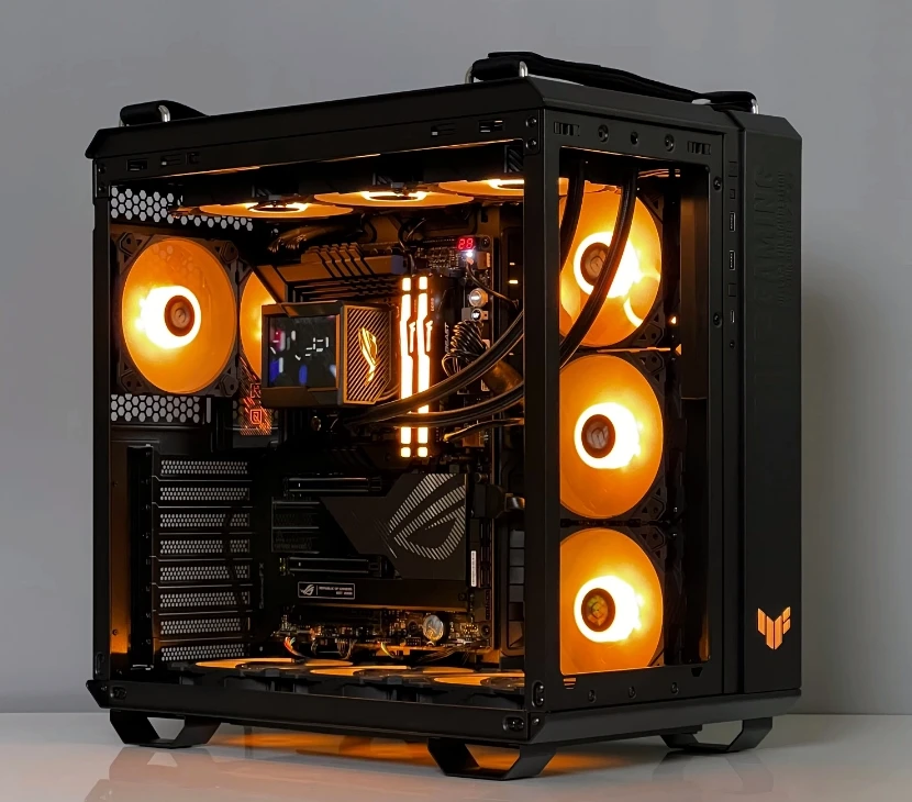 9800X3D+4070tisuper TUF OC16G 永劫无间网游502黑色海景房电脑