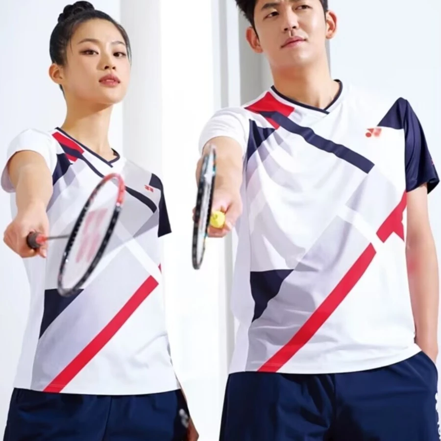 2023春夏新品韩版YY羽毛球服运动短袖男女速干运动球衣套装定制