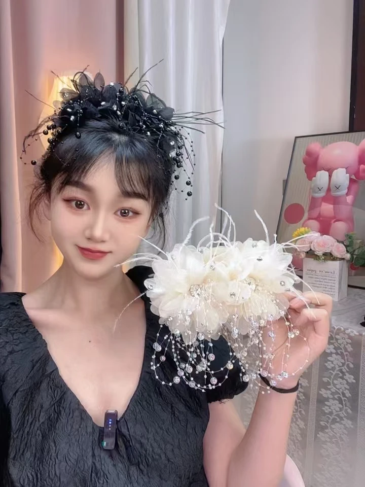 【雨露】秋冬雅丹风珠珠流苏抓夹显发量鲨鱼夹新款上新时尚发饰C104