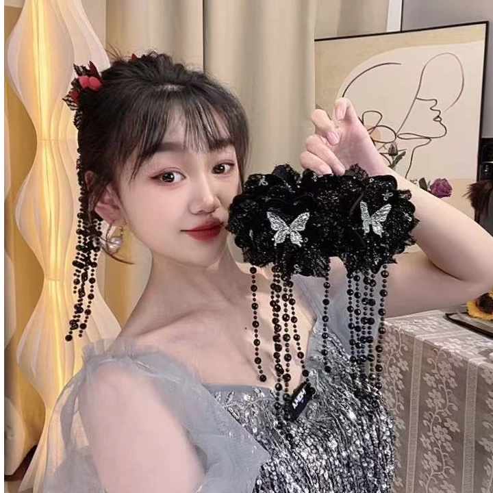 【陌上花开】早冬花朵蝴蝶流苏网红百搭仙气时尚鲨鱼夹显发量女C116
