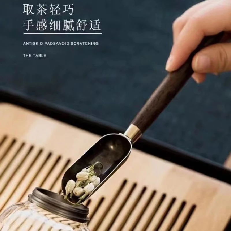 【铜德社】复古风铜木轻巧佛手茶勺茶桌装饰创意摆件茶叶罐赠礼
