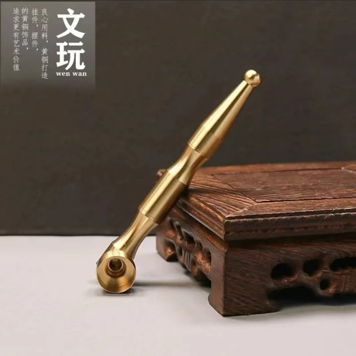 【铜德社】黄铜烟斗带过滤器粗支细支中支烟斗客厅办公室桌面摆件