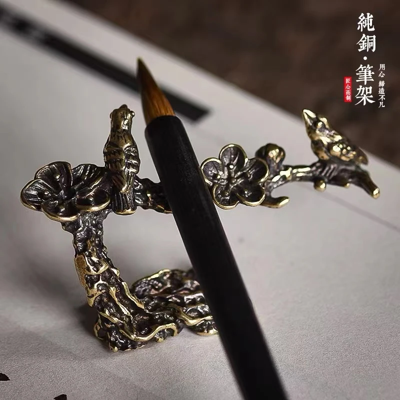 【铜德社】复古黄铜实心喜上眉梢小摆件客厅装饰工艺品个性摆件
