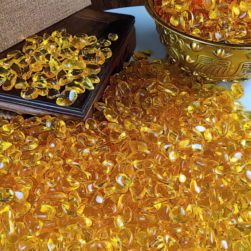 【铜德社】大号（2.5公分）黄水晶琉璃元宝装饰品摆件聚宝盆配饰