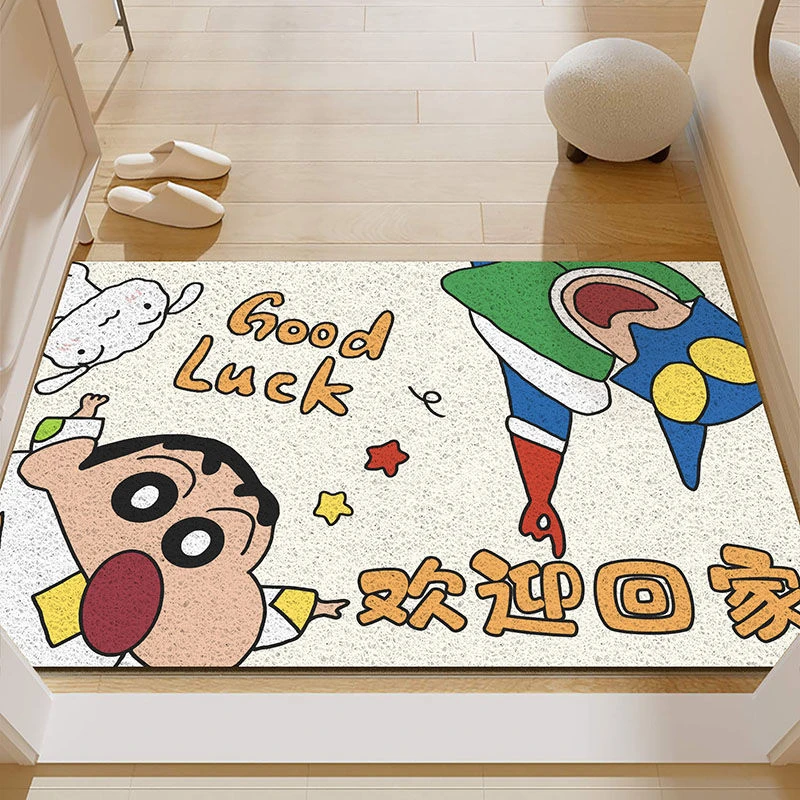 卡通入户门地垫玄关蹭土丝圈脚垫家用房间门口蜡笔小新地毯脚踏垫