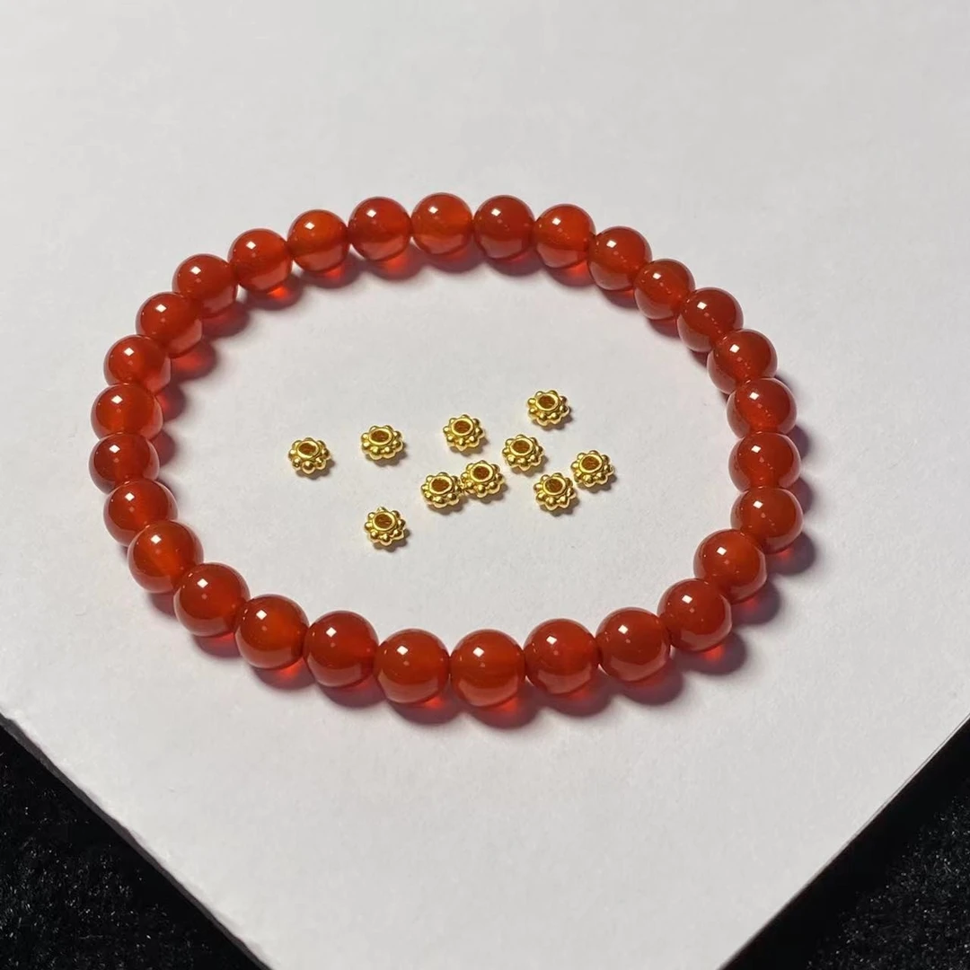 足金雪花隔片10颗 玛 瑙手串黄金首饰时尚@@A018-10