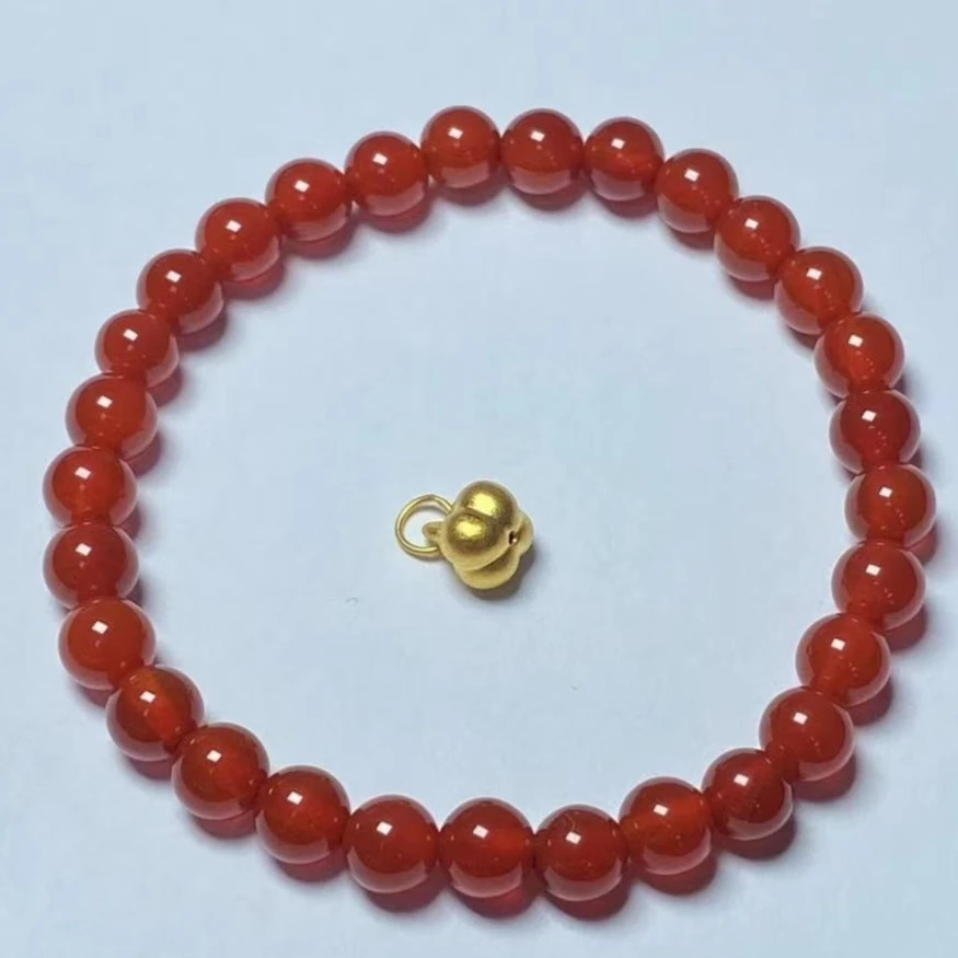 足金柿子玛 瑙手串@@A324