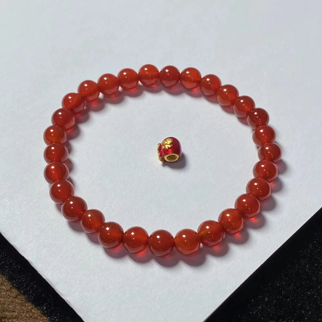 足金红福袋玛 瑙手 链时尚@@A131