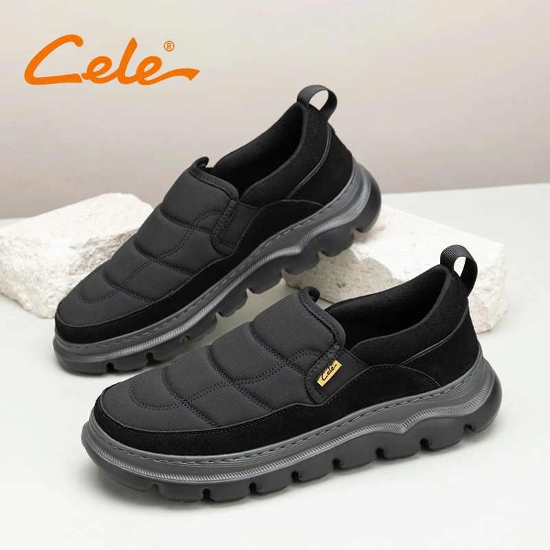 Cele策乐一脚蹬休闲鞋男鞋秋季户外厚底软底舒适套脚布鞋男乐福鞋