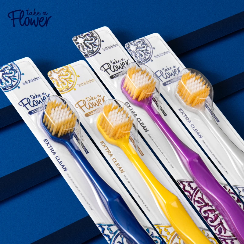 翡欧莱宽头洁齿软毛牙刷16支组合Take a Flower