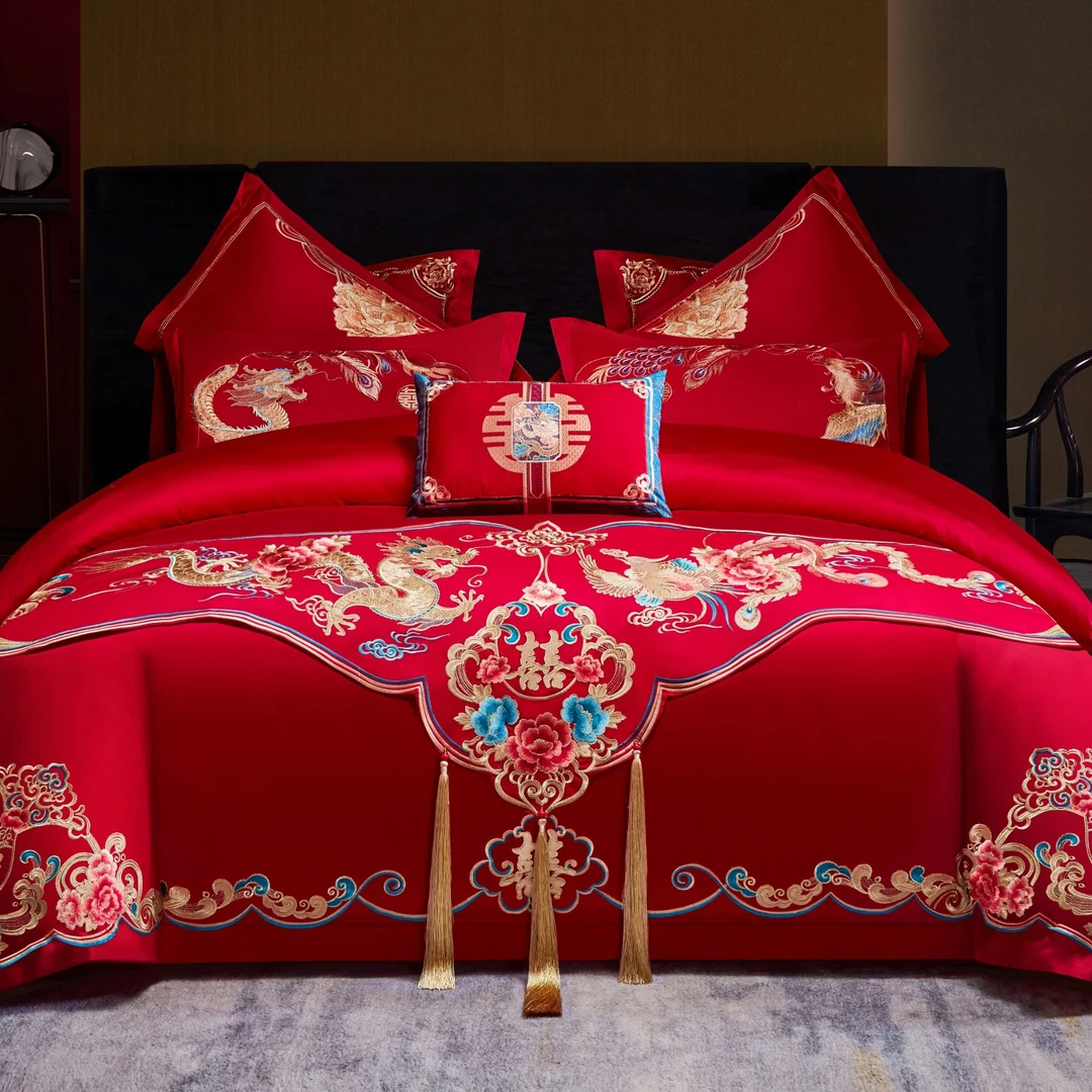DR【万里江山】新款中式婚礼床上用品轻奢龙凤款婚庆套件
