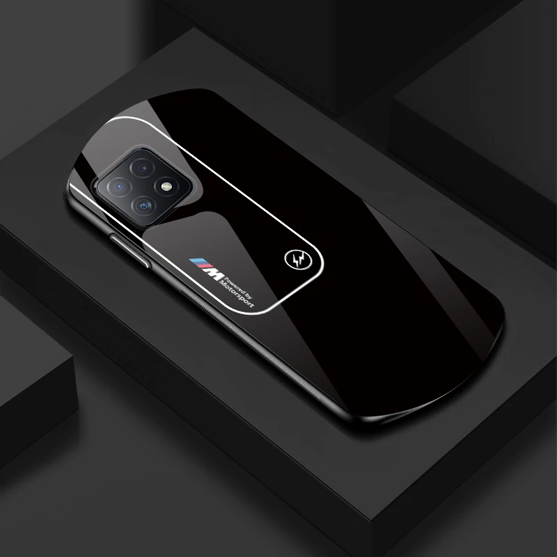 适用【OPPO A72】新款弧形玻璃渐变宝马简约软边商务手机壳