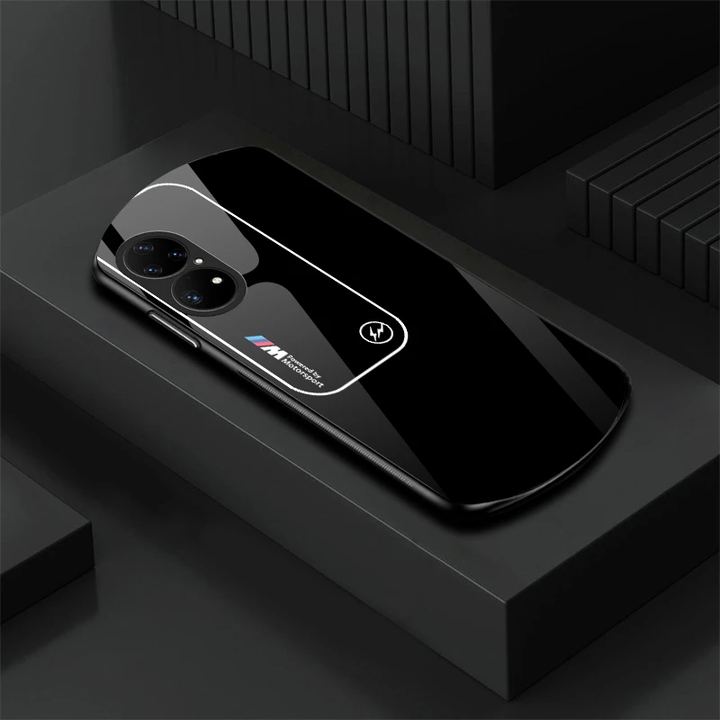 适用于【华为P50Pro】新款弧形玻璃渐变宝马简约软边商务手机壳