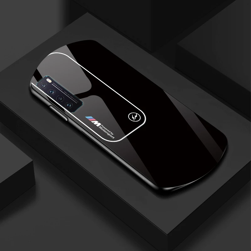 适用【华为Nova7】新款弧形玻璃渐变宝马简约软边商务手机壳