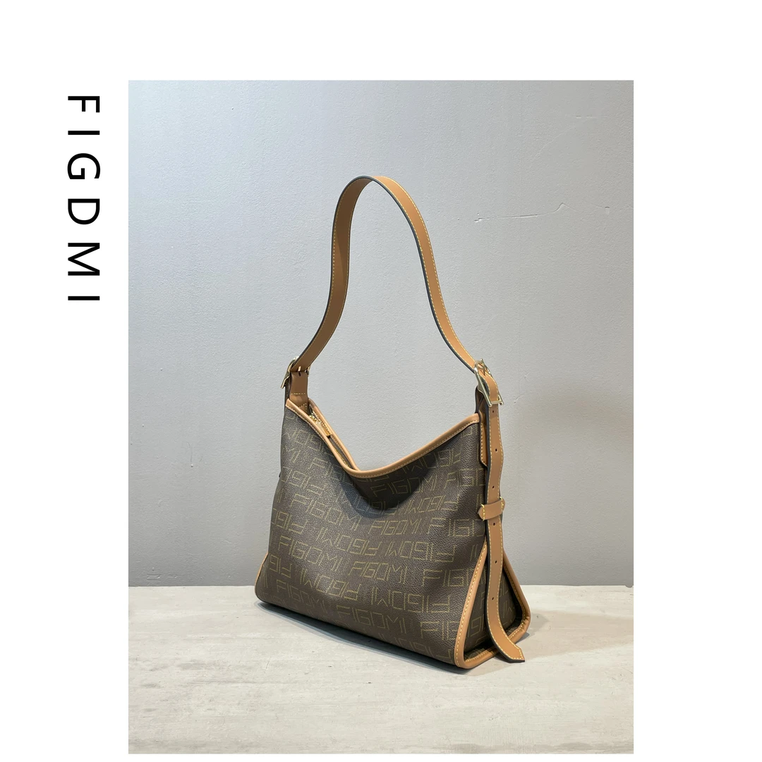 FIGDMI/菲格迪迈小众高级复古托特包大容量斜跨通勤包单肩包F008