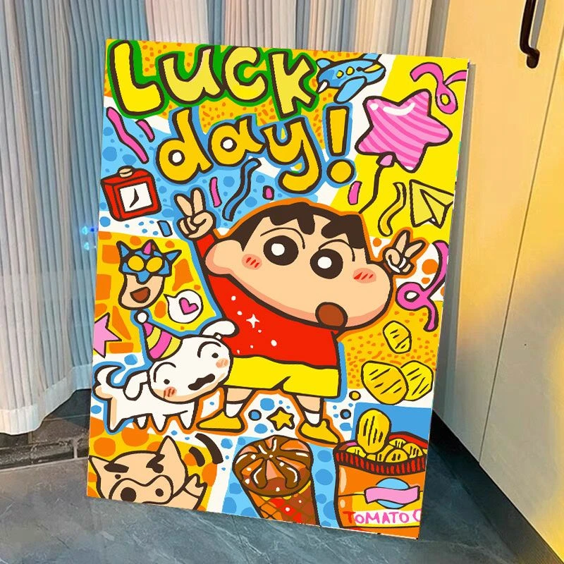 数字油画diy填色卡通动漫油彩充填绘涂鸦画蜡笔小新三丽鸥草莓熊