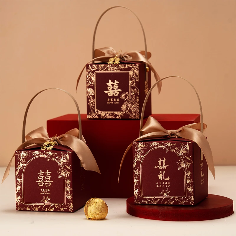 喜糖盒子新款2024中式高档结婚糖盒小众婚礼伴手礼盒大号手提空盒